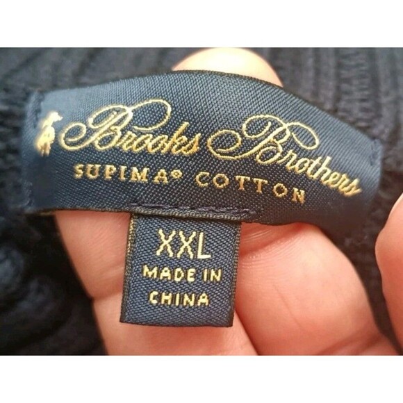 Brooks Brothers Supima Cotton Cardigan Sweater Men's XXL Cable Knit Navy Blue - Picture 3 of 9